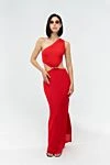 Red textured one shoulder maxi dress with buckle detail and gathered front Moeva - buckle. 96% polyamide, 4% elastane. Fastener: zipper. Country of manufacture: Italy. Care: specialized cleaning - photo 8