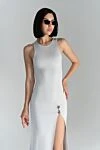 Moeva Louisa Sleeveless Deep Slit Maxi Dress White - Decoration: buckle embellished at the front. 100% viscose. Country of manufacture: Italy. Care: specialized cleaning - photo 9
