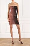 Marsiela Brown Optical Draped Bandeau Mini Dress Moeva - drapery. 80% polyamide, 20% elastane. Fastener: zipper. Country of manufacture: Italy. Care: specialized cleaning - photo 2