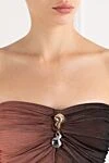 Moeva Marsiela Brown Optical Draped Bandeau Mini Dress - drapery. 80% polyamide, 20% elastane. Fastener: zipper. Country of manufacture: Italy. Care: specialized cleaning - photo 5