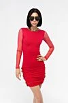 Fitted mini dress with translucent sleeves and draping pink Moeva - branded buckles on the skirt. 80% polyamide, 20% elastane. Country of manufacture: Italy. Care: specialized cleaning - photo 8