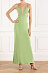 Трикотажное платье Calla Dress до щиколотки с вырезам и акцентам на бретелях зеленое Moeva - золотая пластинка с логотипом Moeva. 100% вискоза. золотые застежки сзади. Страна производитель: Италия. Уход: специализированная чистка - фото 2