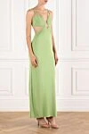 Moeva Трикотажное платье Calla Dress до щиколотки с вырезам и акцентам на бретелях зеленое - золотая пластинка с логотипом Moeva. 100% вискоза. золотые застежки сзади. Страна производитель: Италия. Уход: специализированная чистка - фото 3