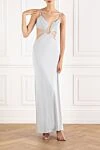 Трикотажное платье Calla Dress до щиколотки с вырезам и акцентам на бретелях серое Moeva - золотая пластинка с логотипом Moeva. 100% вискоза. золотые застежки сзади. Страна производитель: Италия. Уход: специализированная чистка - фото 2