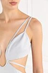Moeva Трикотажное платье Calla Dress до щиколотки с вырезам и акцентам на бретелях серое - золотая пластинка с логотипом Moeva. 100% вискоза. золотые застежки сзади. Страна производитель: Италия. Уход: специализированная чистка - фото 5