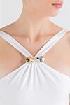 Moeva Злитий купальник Lyra White High Neck білий - пряжки на бретелях, пряжка та складання спереду. 72% поліамід, 28% еластан. Країна виробник: Італія. Догляд: спеціалізоване чищення - фото 5