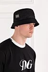 Panama nylon hat with branded plate black men's Dolce & Gabbana - plate with brand logo. 100% polyamide. Country of manufacture: Italy. Care: specialized cleaning - photo 2
