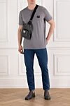 Grey cotton jersey t-shirt with branded metal plate Dolce & Gabbana - metal plate with logo. 100% cotton. Country of manufacture: Italy. Care: specialized cleaning - photo 2