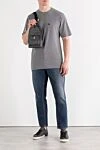 Grey oversized cotton pique t-shirt with logo Dolce & Gabbana - metal plate with logo. 100% cotton. Country of manufacture: Italy. Care: specialized cleaning - photo 2