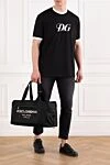 Black cotton jersey t-shirt with logo and contrast trim Dolce & Gabbana - brand logo, contrast edging. 100% cotton. Country of manufacture: Italy. Care: specialized cleaning - photo 2