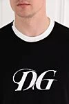 Dolce & Gabbana Black cotton jersey t-shirt with logo and contrast trim - brand logo, contrast edging. 100% cotton. Country of manufacture: Italy. Care: specialized cleaning - photo 5