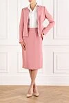 Dolce Pink Single Breasted Wool Crepe Jacket With Skirt Dolce & Gabbana - branded gold buttons. 100% wool. buttons. two side pockets. Country of manufacture: Italy. Care: specialized cleaning - photo 2