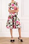 Сукня міді в ляльковому стилі з бавовни з принтом у вигляді троянд Dolce & Gabbana - принт у вигляді троянд. 100% бавовна. застібка-блискавка та гачок на спині. Країна виробник: Італія. Догляд: спеціалізоване чищення - фото 2