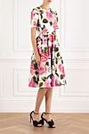 Dolce & Gabbana Сукня міді в ляльковому стилі з бавовни з принтом у вигляді троянд - принт у вигляді троянд. 100% бавовна. застібка-блискавка та гачок на спині. Країна виробник: Італія. Догляд: спеціалізоване чищення - фото 3