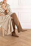 Сапоги Joelle Boot с круглым носком из замши с блочным каблуком бежевый Gianvito Rossi - 100% замша . молния. Страна производитель: Италия. Уход: специализированная чистка - фото 2