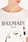 Balmain Футболка Balmain Beauty з принтом та нашивками біла жіноча - принт Balmain Beauty . 100% поліестер. Країна виробник: Італія. Догляд: спеціалізоване чищення - фото 5