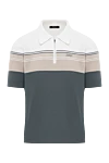 Zilli Поло на блискавці сірого білого та блідо-бежевого кольору Three linesз бавовни та шовку - візерунок смужка, логотип бренду. 50% бавовна, 50% шовк. блискавка. Країна виробник: Італія. Догляд: спеціалізоване чищення - фото 1