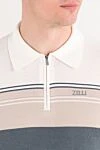Zilli Поло на блискавці сірого білого та блідо-бежевого кольору Three linesз бавовни та шовку - візерунок смужка, логотип бренду. 50% бавовна, 50% шовк. блискавка. Країна виробник: Італія. Догляд: спеціалізоване чищення - фото 5