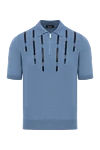 Zilli Блакитне чоловіче поло з бавовни та шовку зі шкіряними деталями - вставки із натуральної шкіри. 50% бавовна, 50% шовк, натуральна шкіра. Країна виробник: Італія. Догляд: спеціалізоване чищення - фото 1
