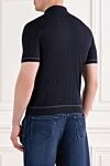 Поло на блискавці темно-синього кольору із в'язаною структуроюз шовку Zilli - в'язаний малюнок. 100% шовк. блискавка. Країна виробник: Італія. Догляд: спеціалізоване чищення - фото 4