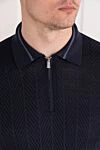 Zilli Поло на блискавці темно-синього кольору із в'язаною структуроюз шовку - в'язаний малюнок. 100% шовк. блискавка. Країна виробник: Італія. Догляд: спеціалізоване чищення - фото 5