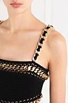 Balmain Чорне плаття на бретельках з обробкою золотистими ланцюжками - оздоблення золотистими ланцюжками. 84% віскоза, 14% поліестер, 2% нейлон. Застібка-блискавка із золотистого металу на спині. Країна виробник: Італія. Догляд: спеціалізоване чищення - фото 5