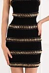 Чорне плаття на бретельках з обробкою золотистими ланцюжками Balmain - оздоблення золотистими ланцюжками. 84% віскоза, 14% поліестер, 2% нейлон. Застібка-блискавка із золотистого металу на спині. Країна виробник: Італія. Догляд: спеціалізоване чищення - фото 6