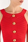 Balmain Укороченный трикотажный топ с пуговицами красного цвета - фирменные пуговицы. 84% вискоза, 16% полиэстер. Страна производитель: Франция. Уход: специализированная чистка - фото 5