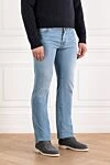 Jacob Cohen Men's Blue Cotton Blend Distressed Jeans - brand logo. . 73% cotton, 20% polyester, 7% elastane. button, zipper. five pockets. Country of manufacture: Italy. Care: specialized cleaning - photo 3