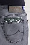 Jacob Cohen Men's Grey Stretch Cotton Distressed Jeans - brand logo. . 92% cotton, 8% elastane. button, zipper. five pockets. Country of manufacture: Italy. Care: specialized cleaning - photo 5