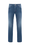 Jacob Cohen Blue distressed men's jeans - brand logo. . 83% cotton, 15% polyester, 2% elastane. button, zipper. five pockets. Country of manufacture: Italy. Care: specialized cleaning - photo 1