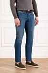 Jacob Cohen Blue distressed men's jeans - brand logo. . 83% cotton, 15% polyester, 2% elastane. button, zipper. five pockets. Country of manufacture: Italy. Care: specialized cleaning - photo 3