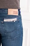 Jacob Cohen Blue distressed men's jeans - brand logo. . 83% cotton, 15% polyester, 2% elastane. button, zipper. five pockets. Country of manufacture: Italy. Care: specialized cleaning - photo 5