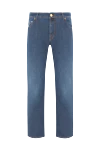 Jacob Cohen Light Blue Straight Leg Distressed Jeans For Men - brand logo. . 90% cotton, 8% polyester, 2% elastane. button, zipper. five pockets. Country of manufacture: Italy. Care: specialized cleaning - photo 1