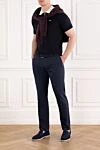 Men's Blue Stretch Cotton Chinos with Drawstring Jacob Cohen - brand logo. 97% cotton 3% elastane. button, zipper. Pockets, two side pockets, two back pockets, coin pocket. Country of manufacture: Italy. Care: specialized cleaning - photo 2
