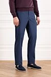 Jacob Cohen Men's blue stretch cotton lyocell trousers - brand logo. 55% cotton, 42% lyocell, 3% elastane. button, zipper. Pockets, two side pockets, two back pockets. Country of manufacture: Italy. Care: specialized cleaning - photo 3