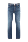 Jacob Cohen Men's distressed blue tapered jeans made of elastic cotton - brand logo. . 92% cotton, 8% elastane. button, zipper. five pockets. Country of manufacture: Italy. Care: specialized cleaning - photo 1