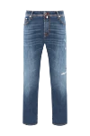 Jacob Cohen Men's jeans with scuffs and holes, blue, tapered - brand logo. . 95% cotton, 5% polyester. Fastener: button, zipper. five pockets. Country of manufacture: Italy. Care: specialized cleaning - photo 1