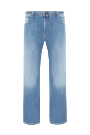 Jacob Cohen Men's blue straight cotton jeans - brand logo. . 92% cotton, 8% elastane. button, zipper. five pockets. Country of manufacture: Italy. Care: specialized cleaning - photo 1