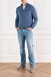 Men's blue straight cotton jeans Jacob Cohen - brand logo. . 92% cotton, 8% elastane. button, zipper. five pockets. Country of manufacture: Italy. Care: specialized cleaning - photo 2