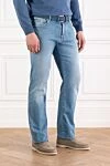 Jacob Cohen Men's blue straight cotton jeans - brand logo. . 92% cotton, 8% elastane. button, zipper. five pockets. Country of manufacture: Italy. Care: specialized cleaning - photo 3