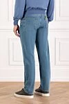 Men's Blue Textured Straight Fit Cotton Jeans Jacob Cohen - brand logo. . 100% cotton. Fastener: button, zipper. five pockets. Country of manufacture: Italy. Care: specialized cleaning - photo 4