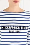 Valentino Womens Striped Long Sleeve Logo T-Shirt White - striped pattern, brand logo. 100% cotton. Country of manufacture: Italy. Care: specialized cleaning - photo 5