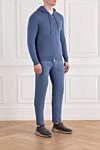 Svevo Blue Men's Cotton Cashmere Hooded Tracksuit - Additional: hood. 85% cotton, 15% cashmere. Fastener: zipper. two side pockets. Country of manufacture: Italy. Care: specialized cleaning - photo 3