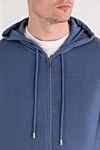 Blue Men's Cotton Cashmere Hooded Tracksuit Svevo - Additional: hood. 85% cotton, 15% cashmere. Fastener: zipper. two side pockets. Country of manufacture: Italy. Care: specialized cleaning - photo 6