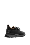 Men's black sneakers made of genuine leather on a white sole Santoni - Decoration: orange stitch details. 100% calfskin. ribbed rubber sole. lace-up. Country of manufacture: Italy. Care: specialized cleaning - photo 4