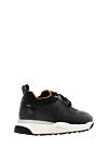 Men's black sneakers made of genuine leather on a gray sole Santoni - Decoration: orange stitch details. 100% calfskin. ribbed rubber sole. lace-up. Country of manufacture: Italy. Care: specialized cleaning - photo 4