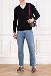 Black wool jumper with a V-neck for men Corneliani - brand logo. 100% wool. Country of manufacture: Italy. Care: specialized cleaning - photo 2