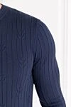 Corneliani Мужской джемпер с рельефной вязкой из шерсти синий с круглым вырезом - рельефная вязка. 100% шерсть. Страна производитель: Италия. Уход: специализированная чистка - фото 5
