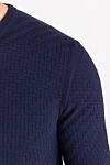 Corneliani Чоловічий джемпер з фактурною плетеною в'язкою із вовни синій - плетена в'язка. 100% шерсть. Країна виробник: Італія. Догляд: спеціалізоване чищення - фото 5
